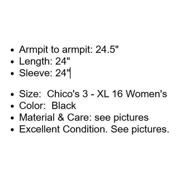 Chicos Jacket 3 Womens XL Black Full Zip Snaps Removable Hood Pockets Drawstring - Picture 5 of 16